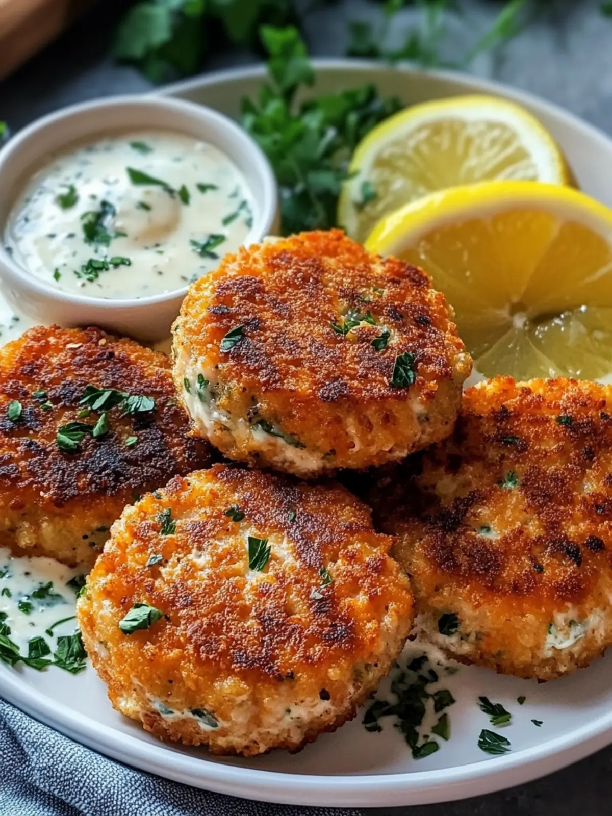 Delicious Salmon Patties with Creamy Lemon-Garlic Sauce Recipe 2 Salmon Patties with Creamy Lemon-Garlic Sauce