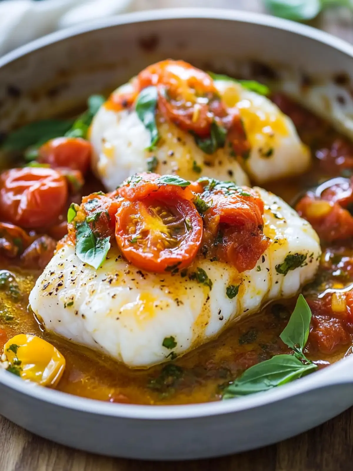How to Make Pan-Seared Cod with Tomato Basil Sauce Fast 3 How to Make Pan-Seared Cod with Tomato Basil Sauce