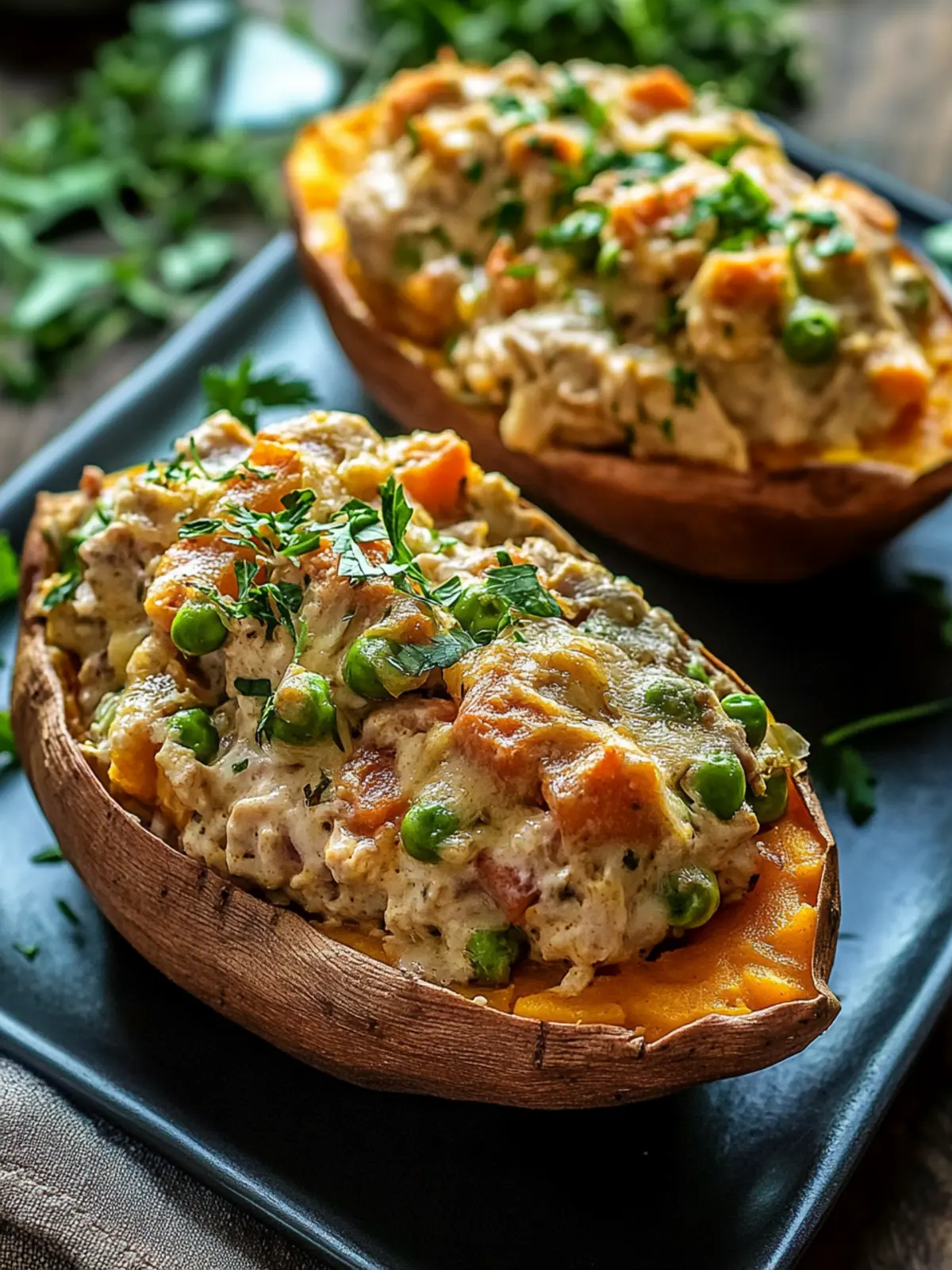Creamy High-Protein Chicken Pot Pie Stuffed Sweet Potatoes Delight 5 Creamy High-Protein Chicken Pot Pie Stuffed Sweet Potatoes