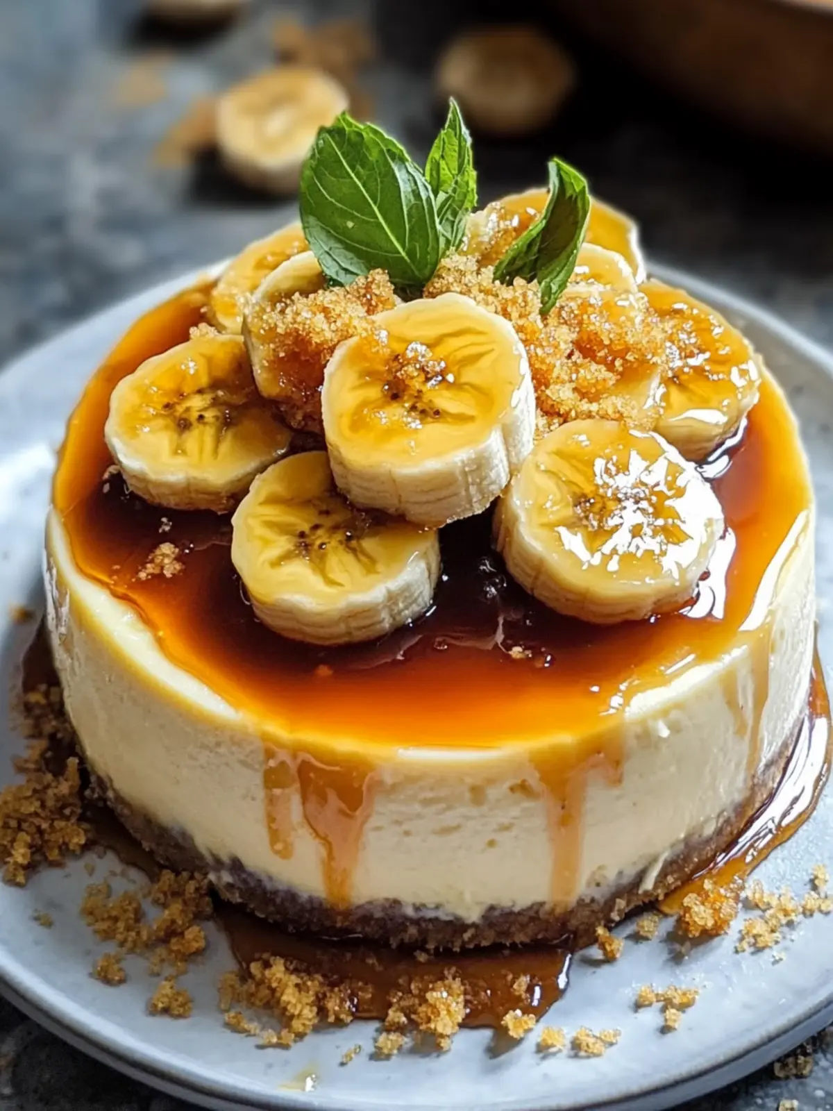 Indulge in Caramelized Banana Cheesecake with Rum Glaze 3 Caramelized Banana Cheesecake Rum Glaze