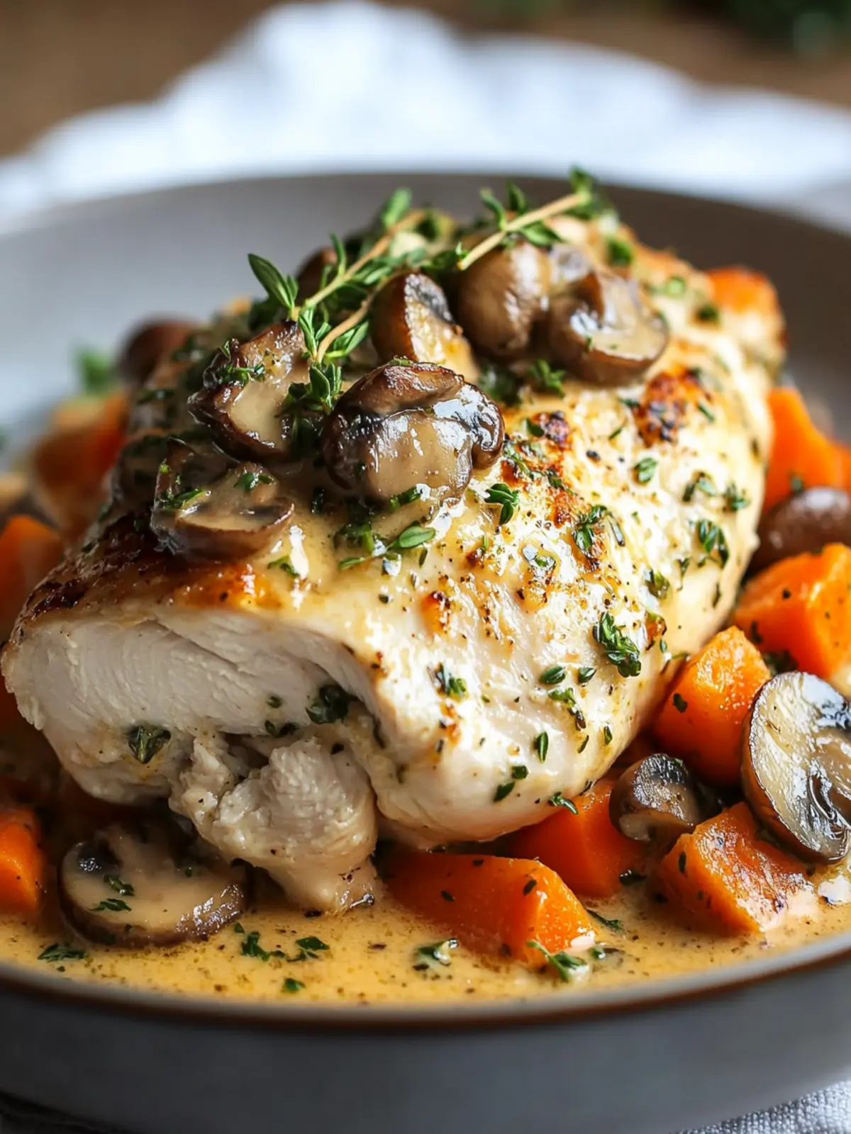 Creamy Herb Chicken with Carrot Mushroom Sauce Recipe Bliss 2 Creamy Herb Chicken with Carrot Mushroom Sauce Recipe Delight