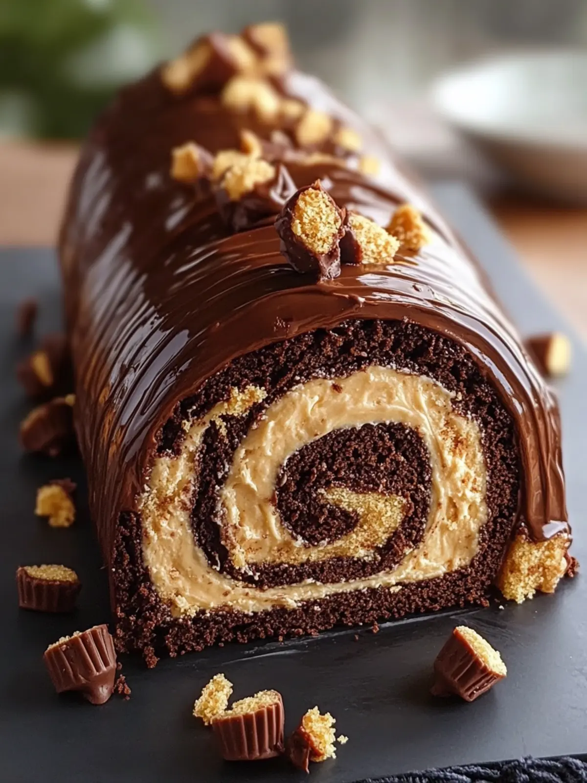 Decadent Peanut Butter Cup Chocolate Roll Cake to Wow Your Guests 4 Peanut Butter Cup Chocolate Roll Cake