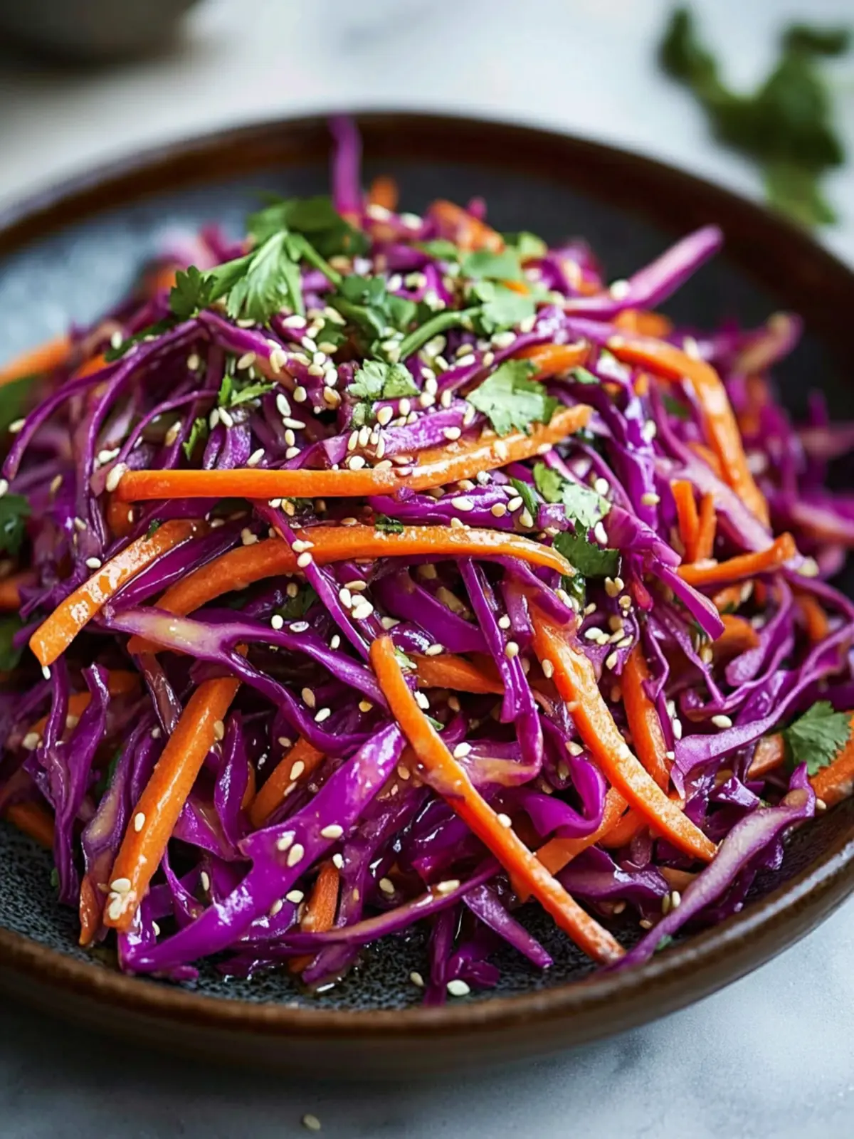 Crunchy Red Cabbage and Carrot Salad with Sesame Dressing Recipe 4 Red Cabbage and Carrot Salad with Sesame Dressing Recipe