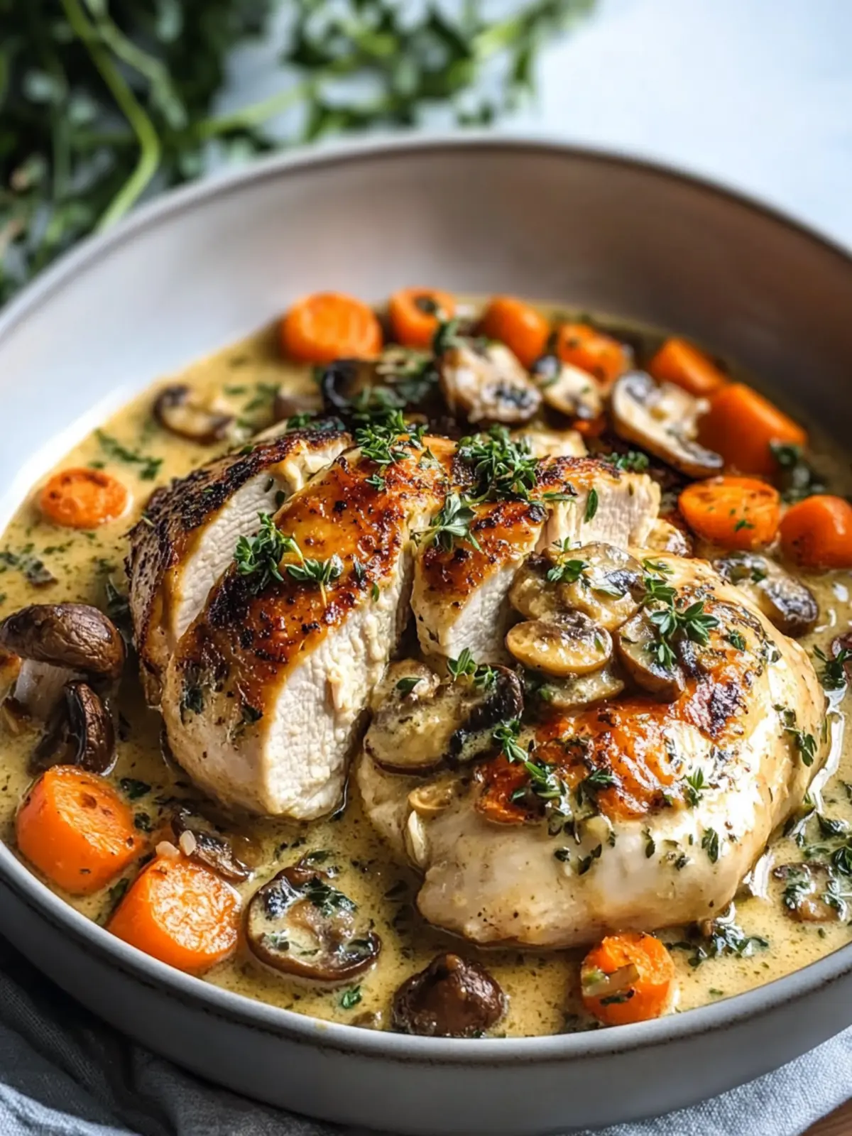Creamy Herb Chicken with Carrot Mushroom Sauce Recipe Bliss 4 Creamy Herb Chicken with Carrot Mushroom Sauce Recipe Delight