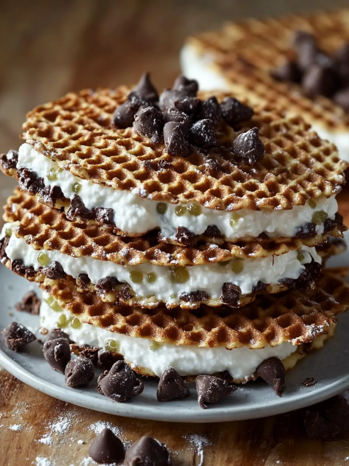 Delight in Chocolate Cannoli Pizzelle Sandwiches Tonight 3 Chocolate Cannoli Pizzelle Sandwiches