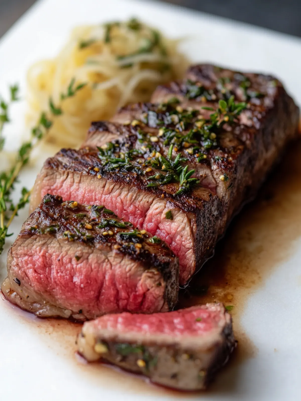 Savory Bison New York Strip Loin Steak with Herbed Butter 4 Bison New York Strip Loin Steak
