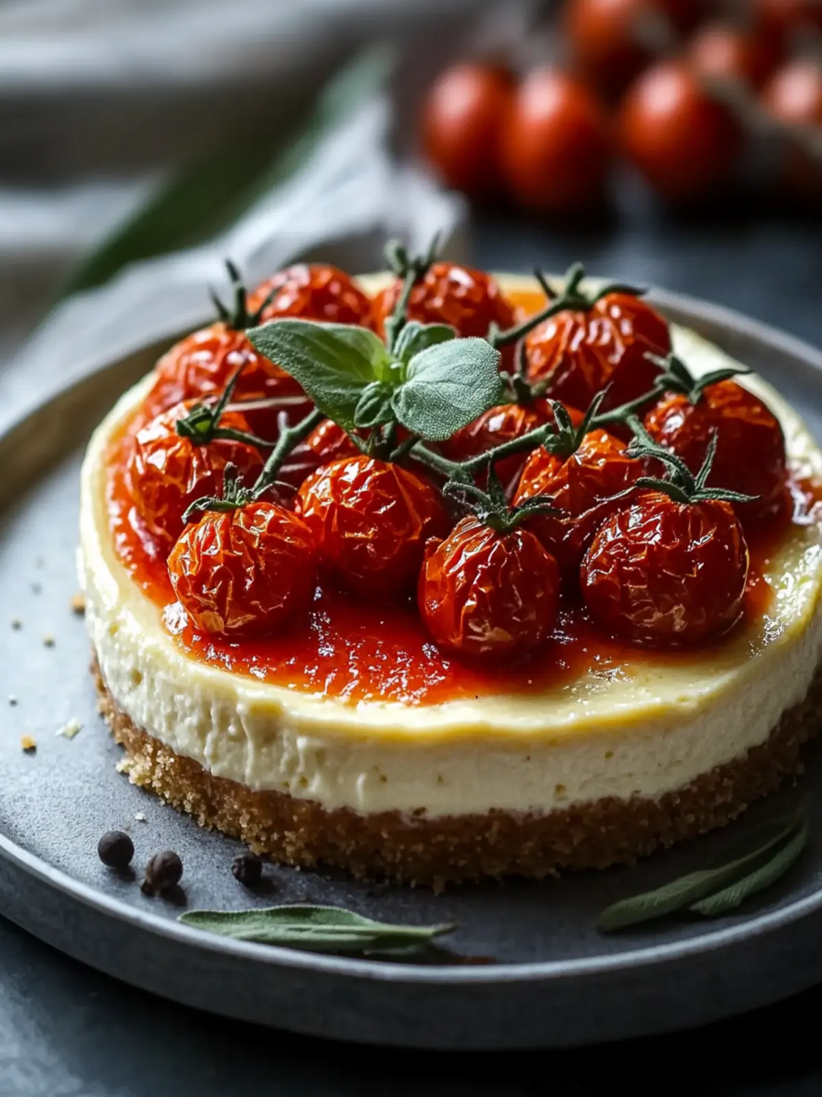Savory Cheesecake with Roasted Tomato Jam & Parmesan Crust Delight 5 Cheesecake with Roasted Tomato Jam & Parmesan Crust