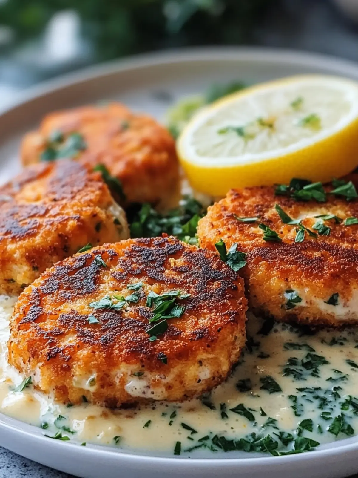 Delicious Salmon Patties with Creamy Lemon-Garlic Sauce Recipe 3 Salmon Patties with Creamy Lemon-Garlic Sauce
