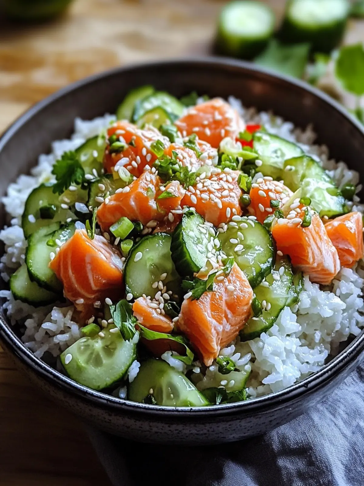 Crispy Rice Salad with Salmon and Cucumber for a Fresh Twist 3 Crispy Rice Salad with Salmon and Cucumber