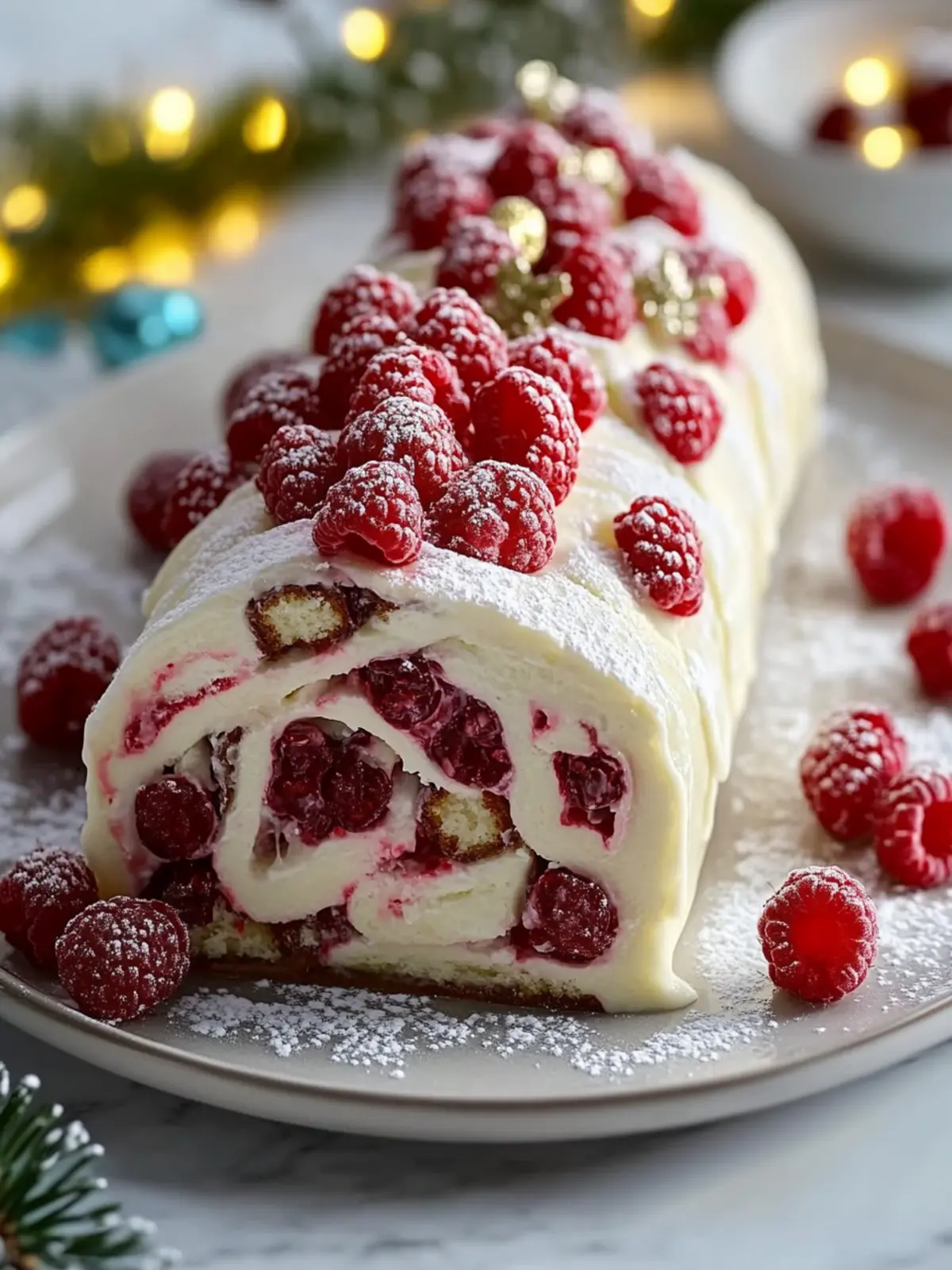 Decadent White Chocolate Raspberry Yule Log for Festive Cheer 4 White Chocolate Raspberry Yule Log