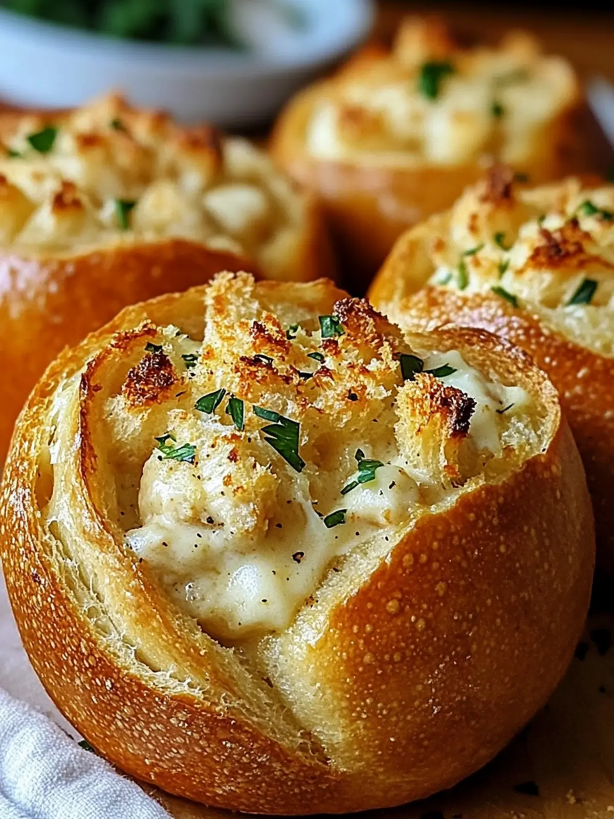 Delicious Chicken Alfredo Garlic Bread Bowls for Cozy Dinners 4 Chicken Alfredo Garlic Bread Bowls