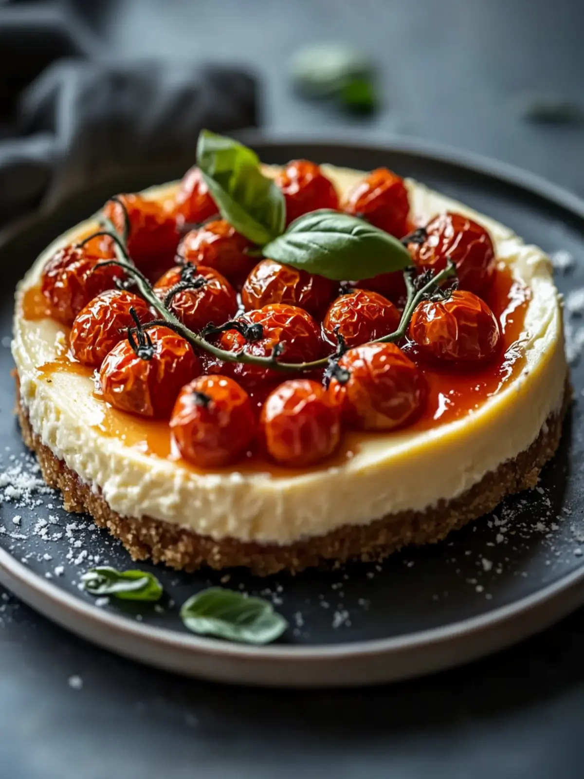 Savory Cheesecake with Roasted Tomato Jam & Parmesan Crust Delight 3 Cheesecake with Roasted Tomato Jam & Parmesan Crust