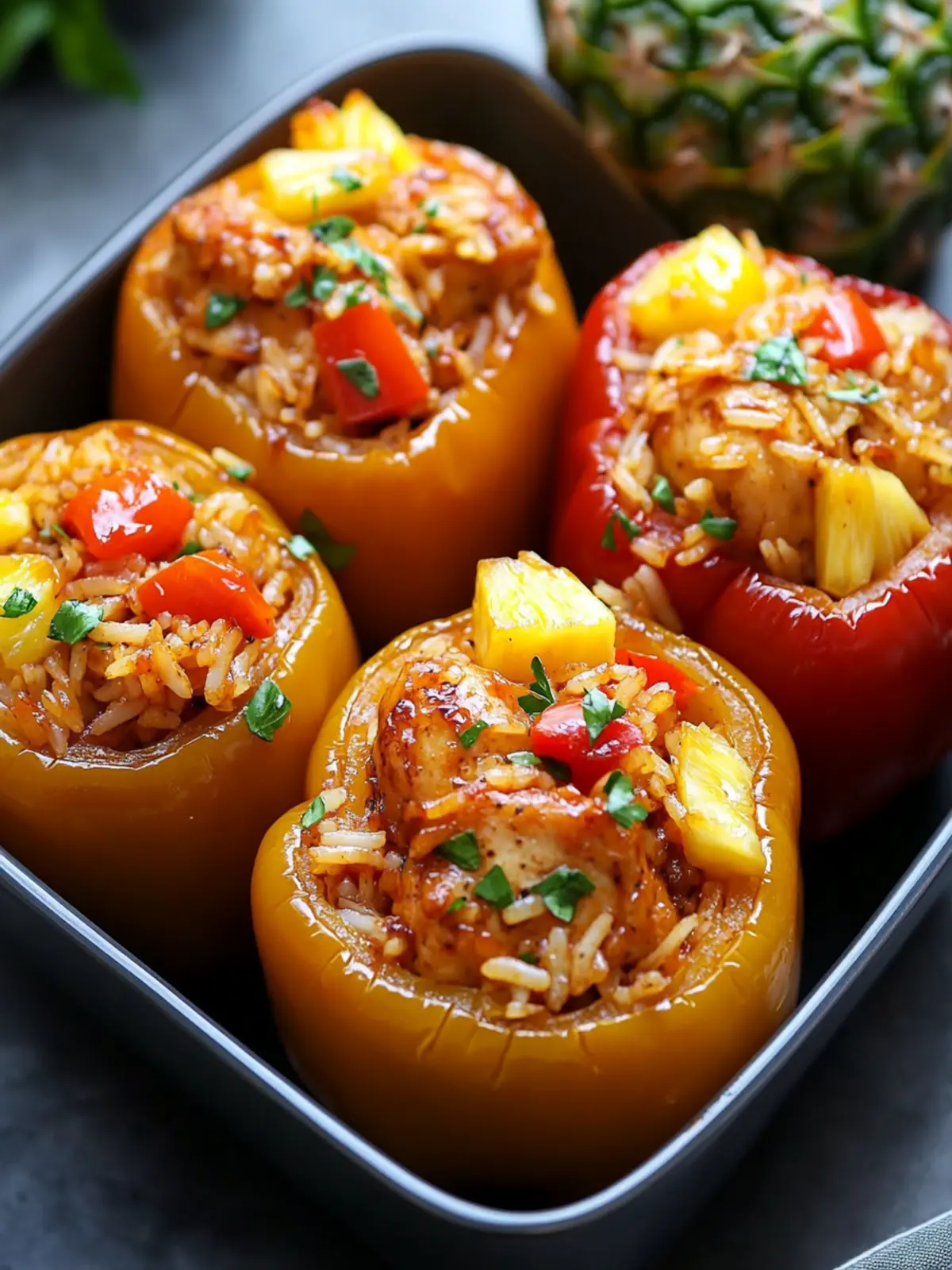 Teriyaki Chicken Stuffed Peppers with Pineapple Rice Bliss 2 Teriyaki Chicken Stuffed Peppers Pineapple Rice