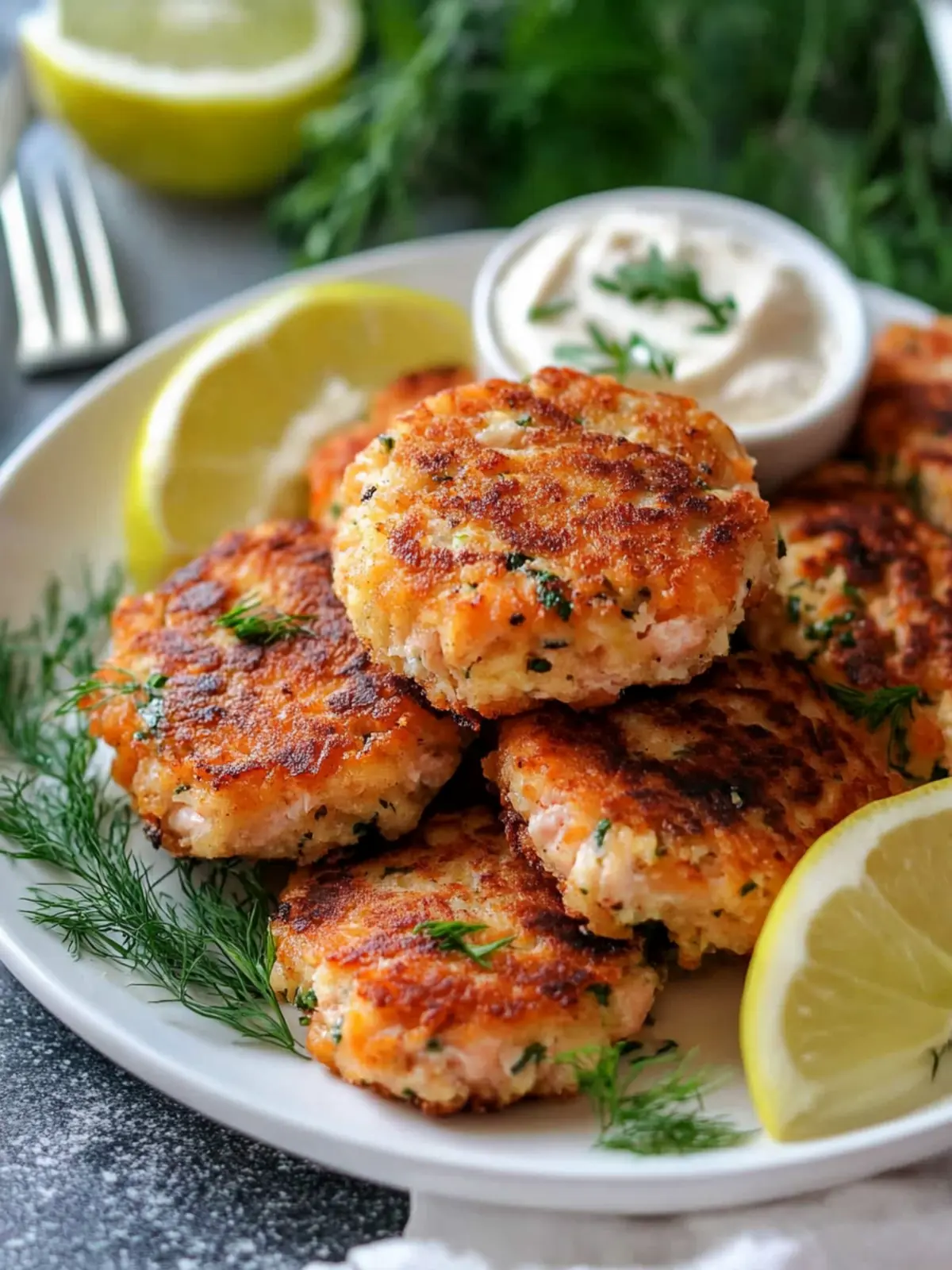 Irresistible Salmon Patties with Zesty Dill Mayo Delight 5 Salmon Patties