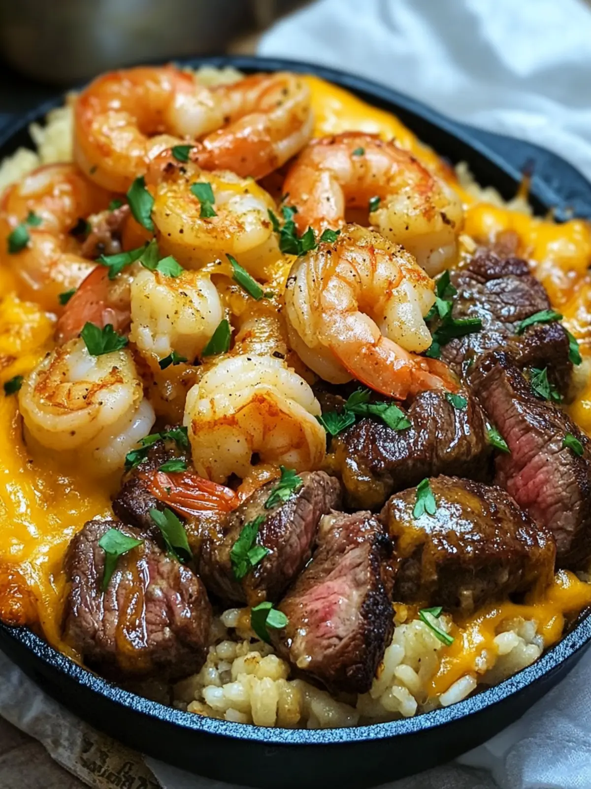 Cheesy Steak & Shrimp Skillet Bowl – Dinner in Under 30 Minutes 3 Cheesy Steak & Shrimp Skillet Bowl