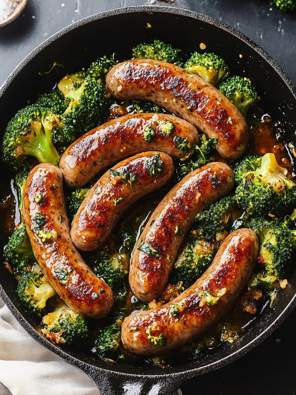 Garlic Butter Sausages and Broccoli Skillet in 25 Minutes 4 Garlic Butter Sausages and Broccoli Skillet