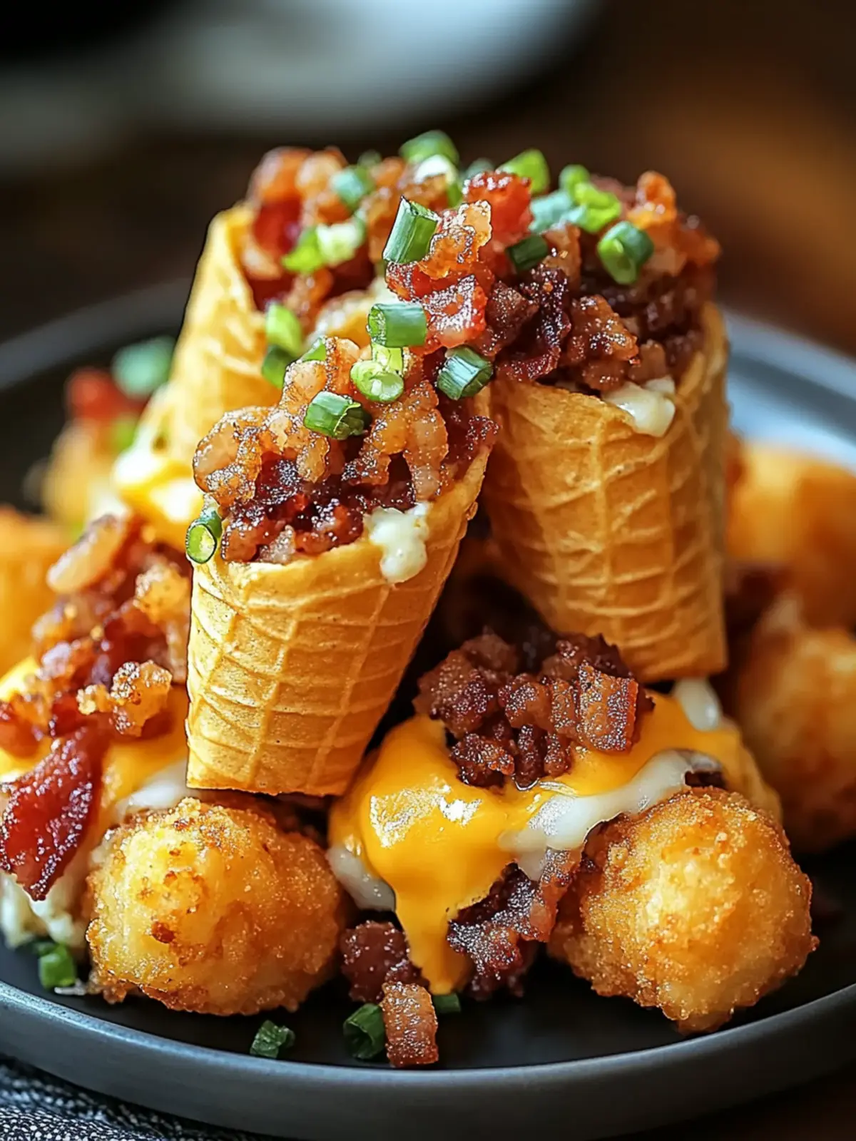Indulgent Turkey Bacon Cheeseburger Stuffed Tater Tot Cones Recipe 4 Indulgent Turkey Bacon Cheeseburger Stuffed Tater Tot Cones