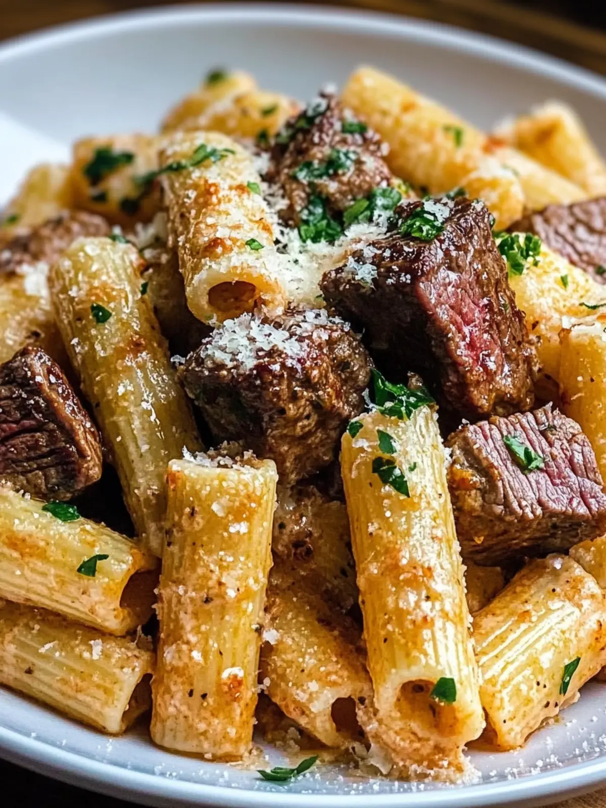 Cajun Steak Tips Rigatoni - Creamy Parmesan Beef Bliss 2 Cajun Steak Tips Rigatoni- Creamy Parmesan Beef