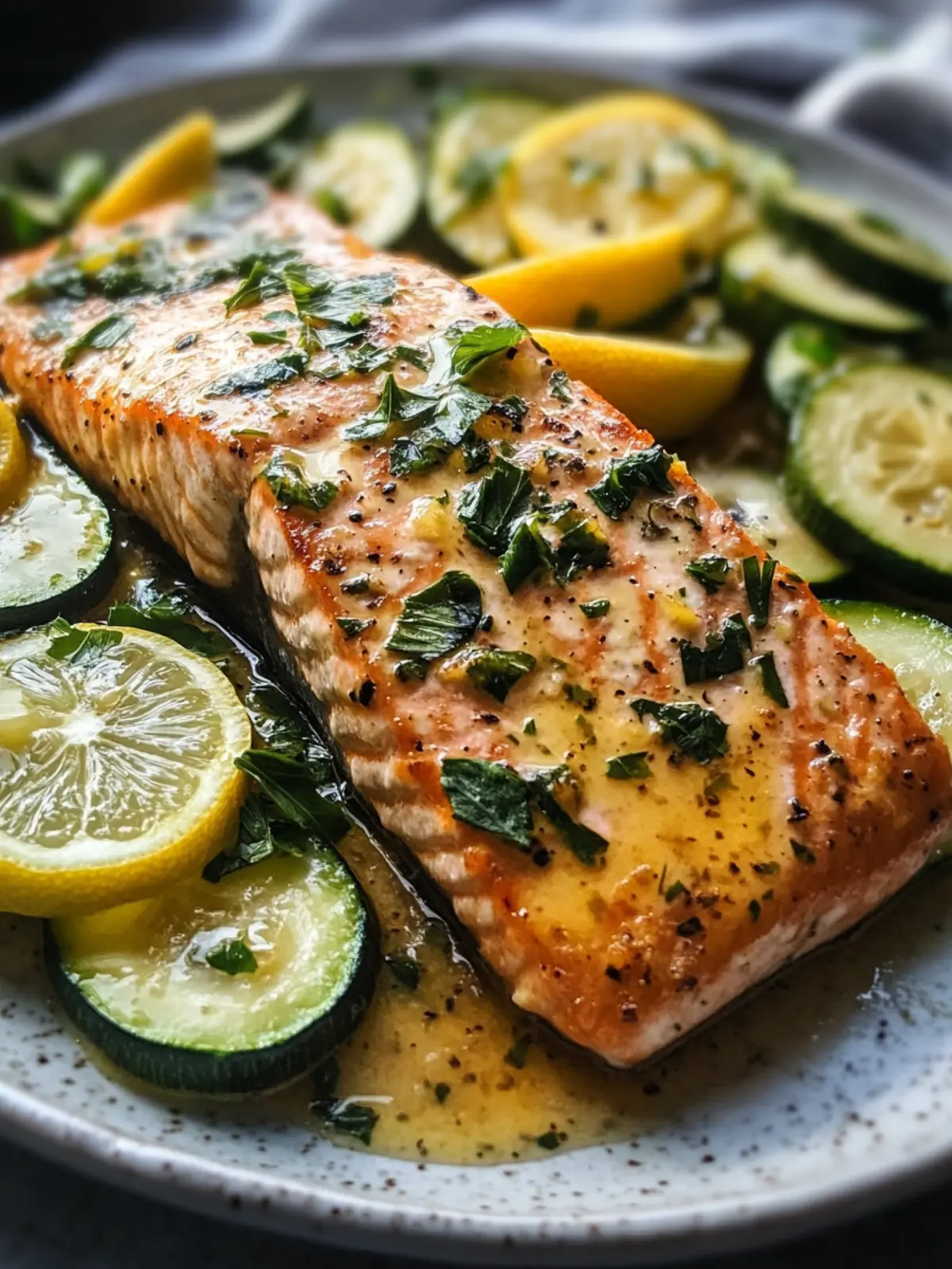 Lemon Butter Salmon & Zucchini: Quick Gourmet Dinner Delight 2 Lemon Butter Salmon & Zucchini