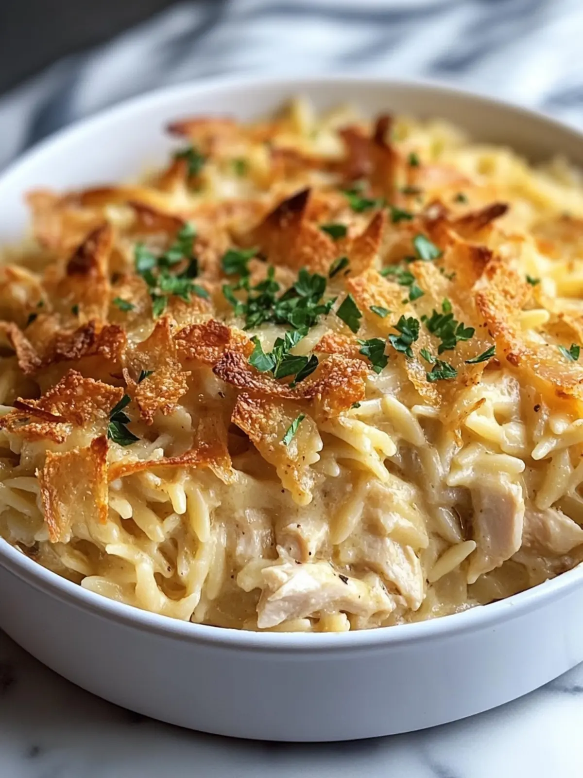French Onion Chicken Orzo Casserole Recipe for Cozy Nights 5 French Onion Chicken Orzo Casserole Recipe