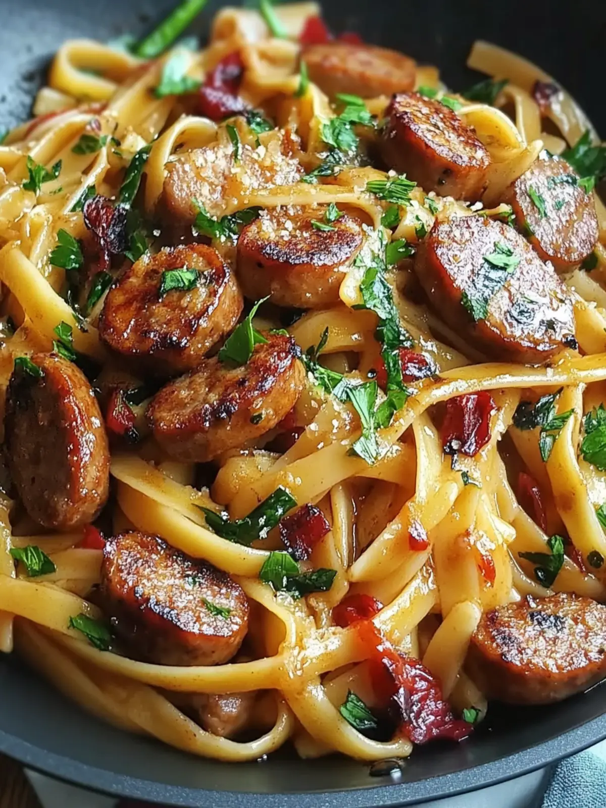 Sticky Honey Garlic Sausage Pasta Skillet in 30 Minutes 2 Sticky Honey Garlic Sausage Pasta Skillet