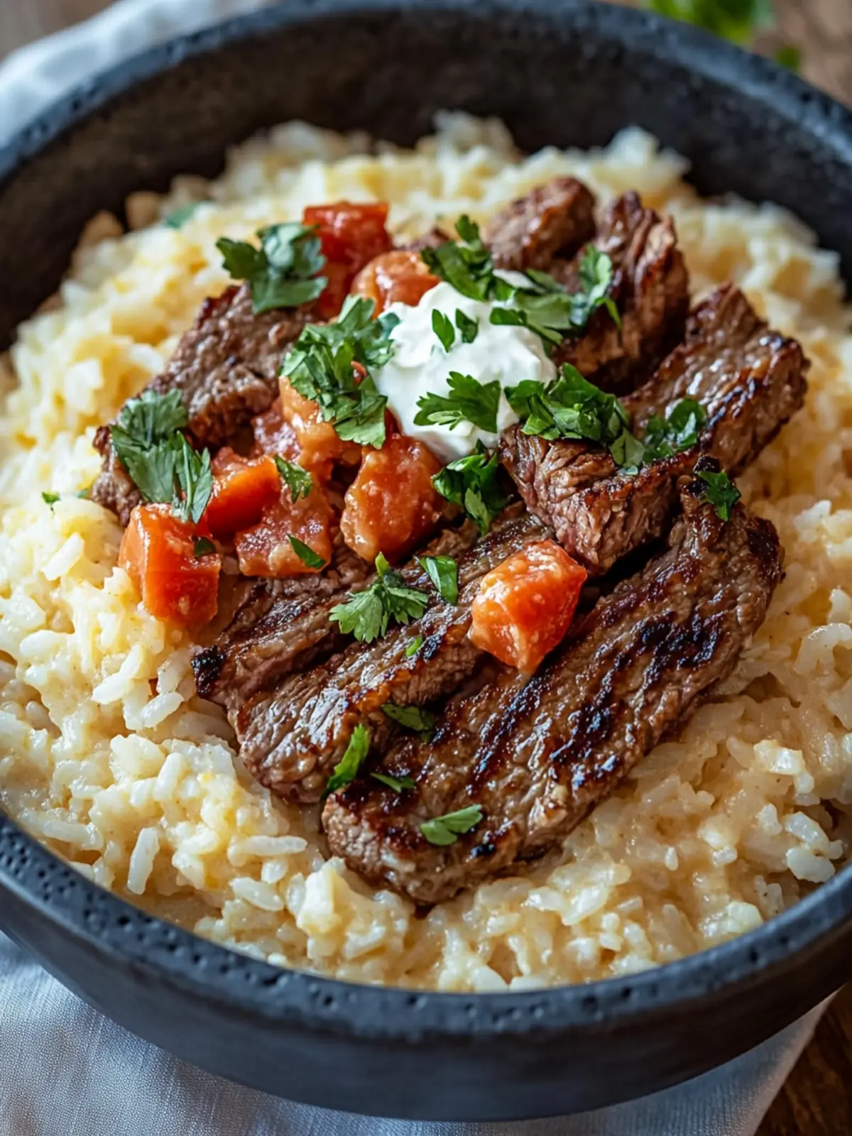 Creamy Queso Rice with Juicy Steak Strips for Cozy Dinners 2 Creamy Queso Rice with Juicy Steak Strips