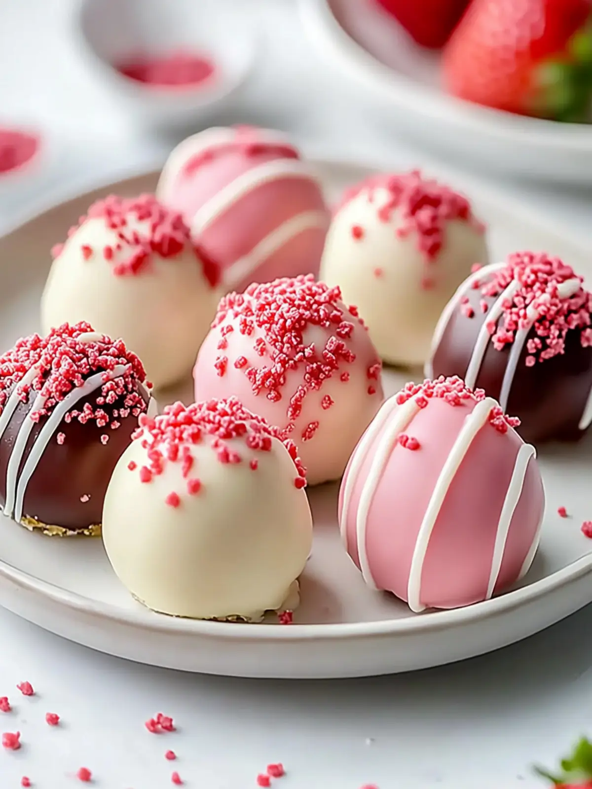 Delicious No-Bake Strawberry Cheesecake Truffle Balls You’ll Love 4 Strawberry Cheesecake Truffle Balls