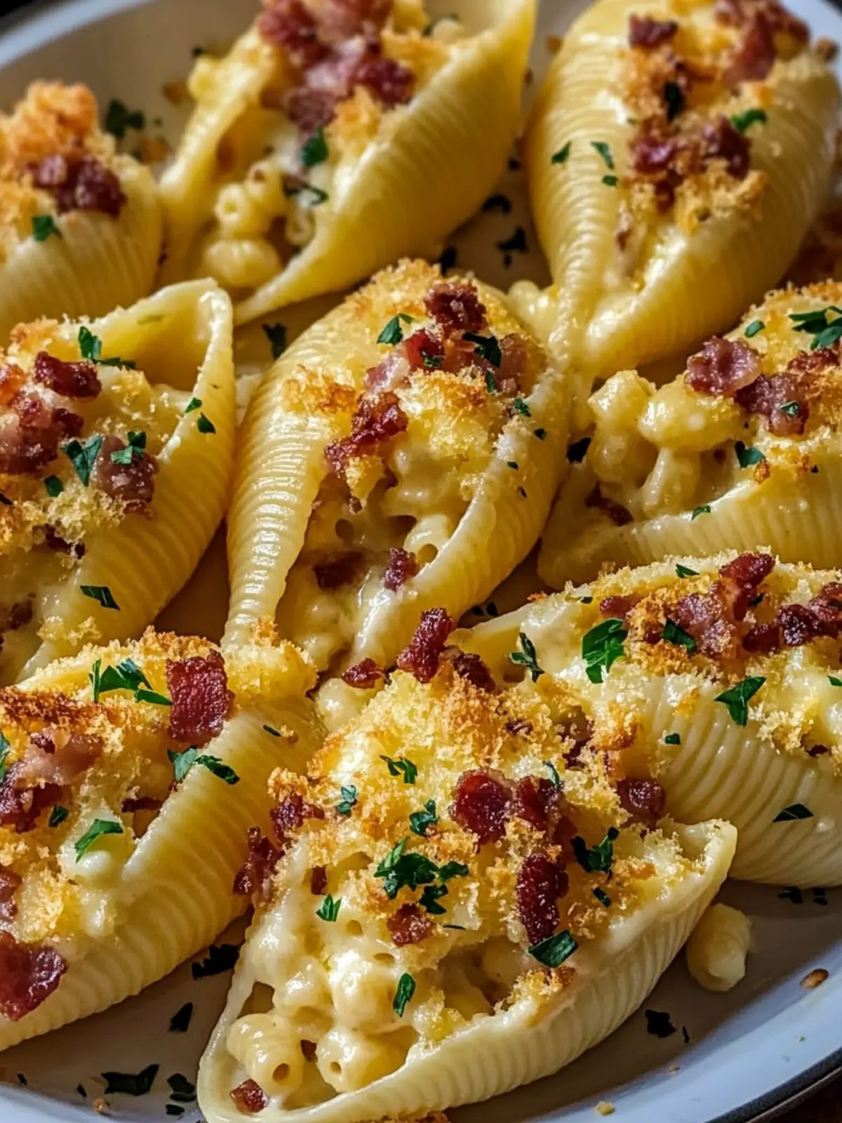 Creamy Loaded Bacon Mac and Cheese Stuffed Shells Delight! 2 Creamy Loaded Bacon Mac and Cheese Stuffed Shells Delight!