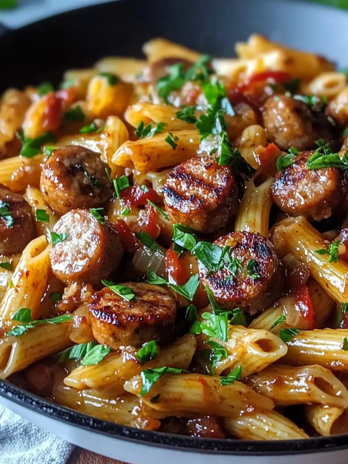 Sticky Honey Garlic Sausage Pasta Skillet in 30 Minutes 3 Sticky Honey Garlic Sausage Pasta Skillet