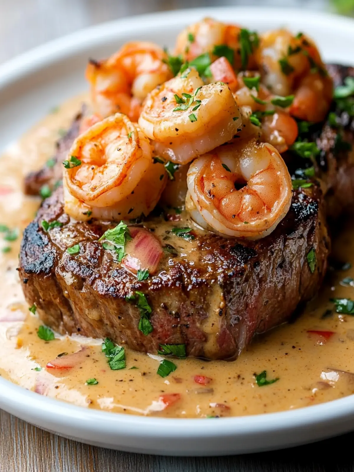 Steak with Creamy Cajun Shrimp Sauce: Easy One-Pan Delight 3 Steak with Creamy Cajun Shrimp Sauce – Creamy One-Pan Dinner