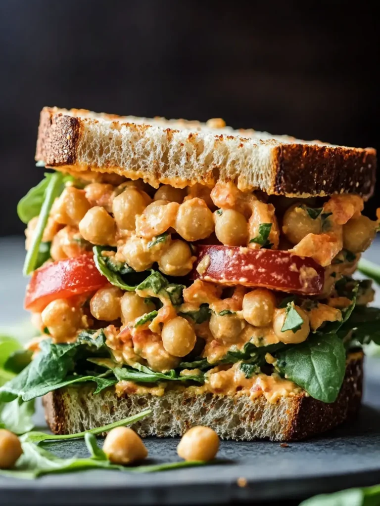 Vegan Buffalo Chickpea Salad Sandwich