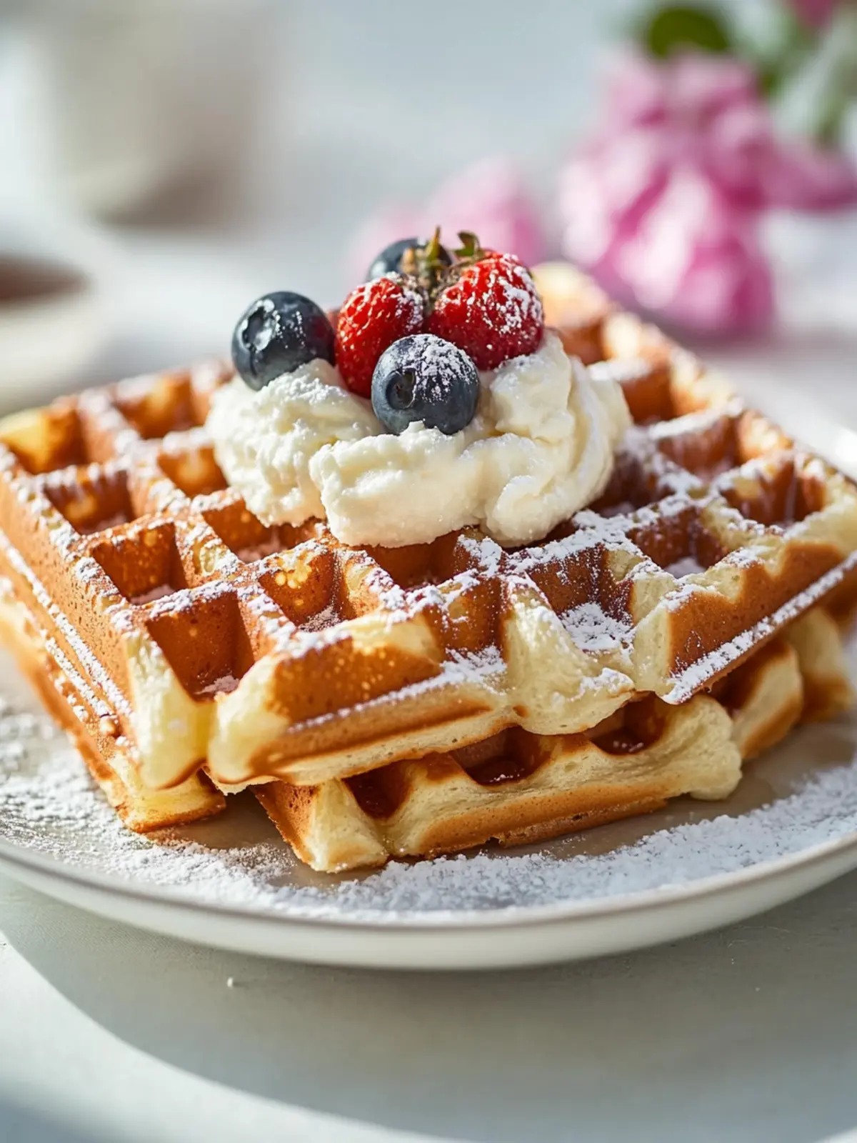 Delicious Fluffy Belgian Waffles with Vanilla Aroma Recipe 2 Fluffiger Waffelteig für Belgische Waffeln mit Vanillearoma