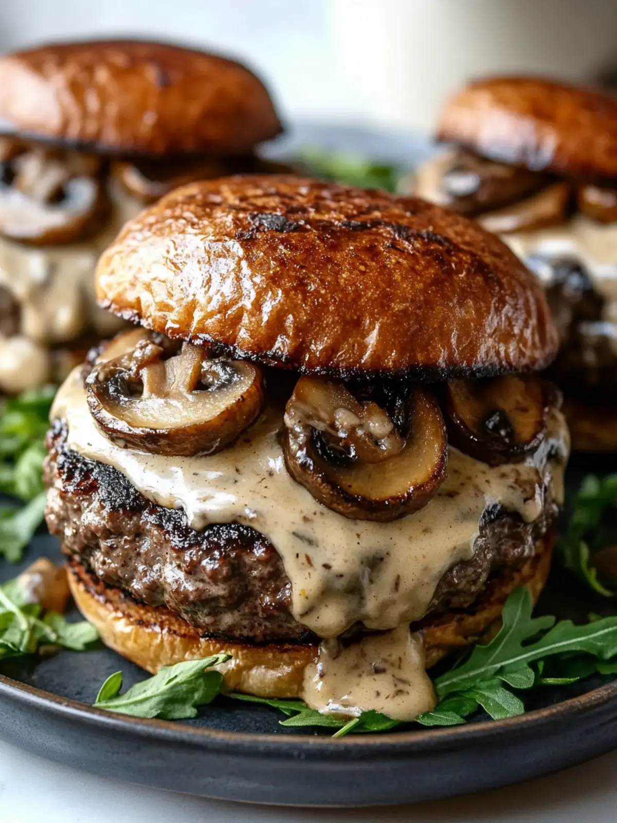 Irresistible Low-Carb Burgers with Creamy Mushroom Sauce Delight 2 Low-Carb Burgers with Creamy Mushroom Sauce