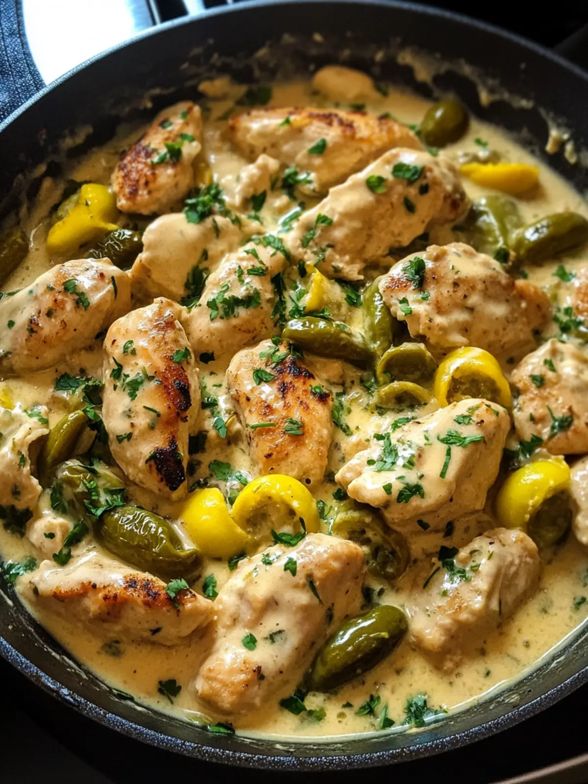 Creamy Pepperoncini Chicken Skillet Recipe for Quick Family Dinners 3 Creamy pepperoncini chicken skillet recipe