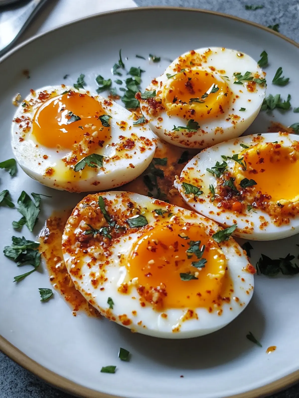 Jammy Eggs with Chili Butter and Garlic Yogurt Delight Made Easy 2 Jammy Eggs with Chili Butter and Garlic Yogurt Delight!