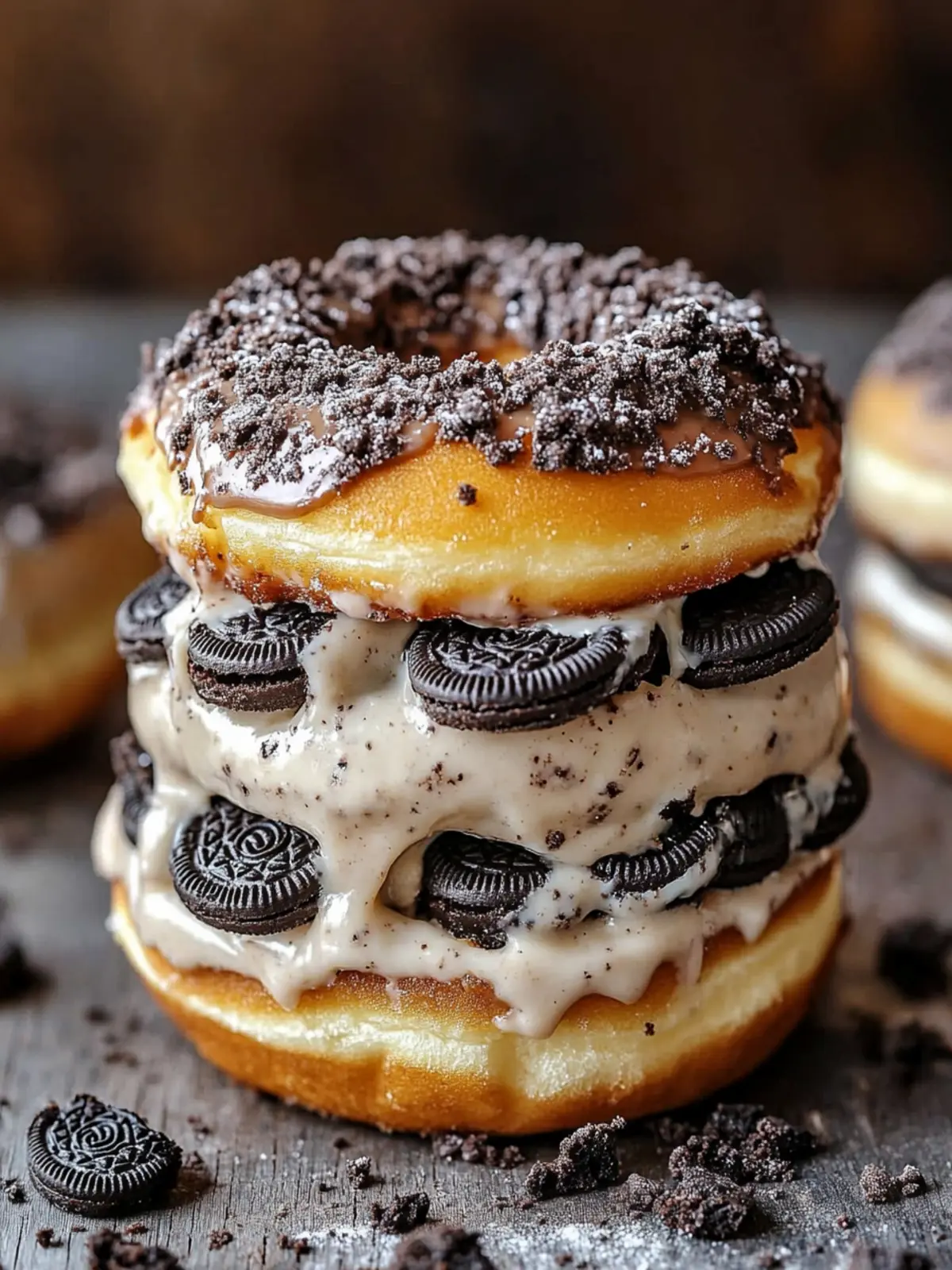 Killer Oreo Cheesecake Stuffed Donut Burger Delight 3 Killer Oreo Cheesecake Stuffed Donut Burger