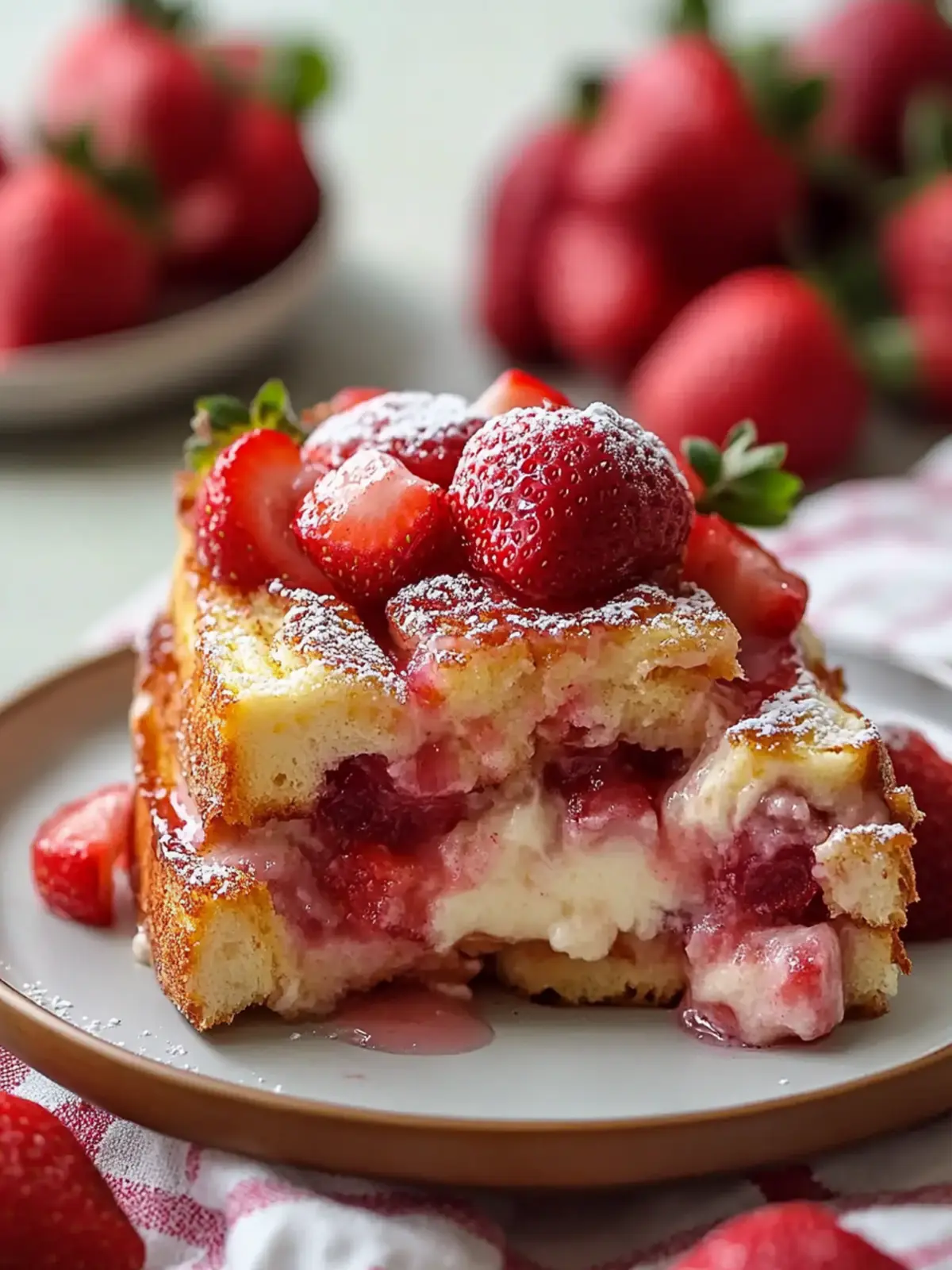 Decadent Strawberry Cheesecake French Toast Bake Awaits You 2 Mouthwatering Strawberry Cheesecake French Toast Bake