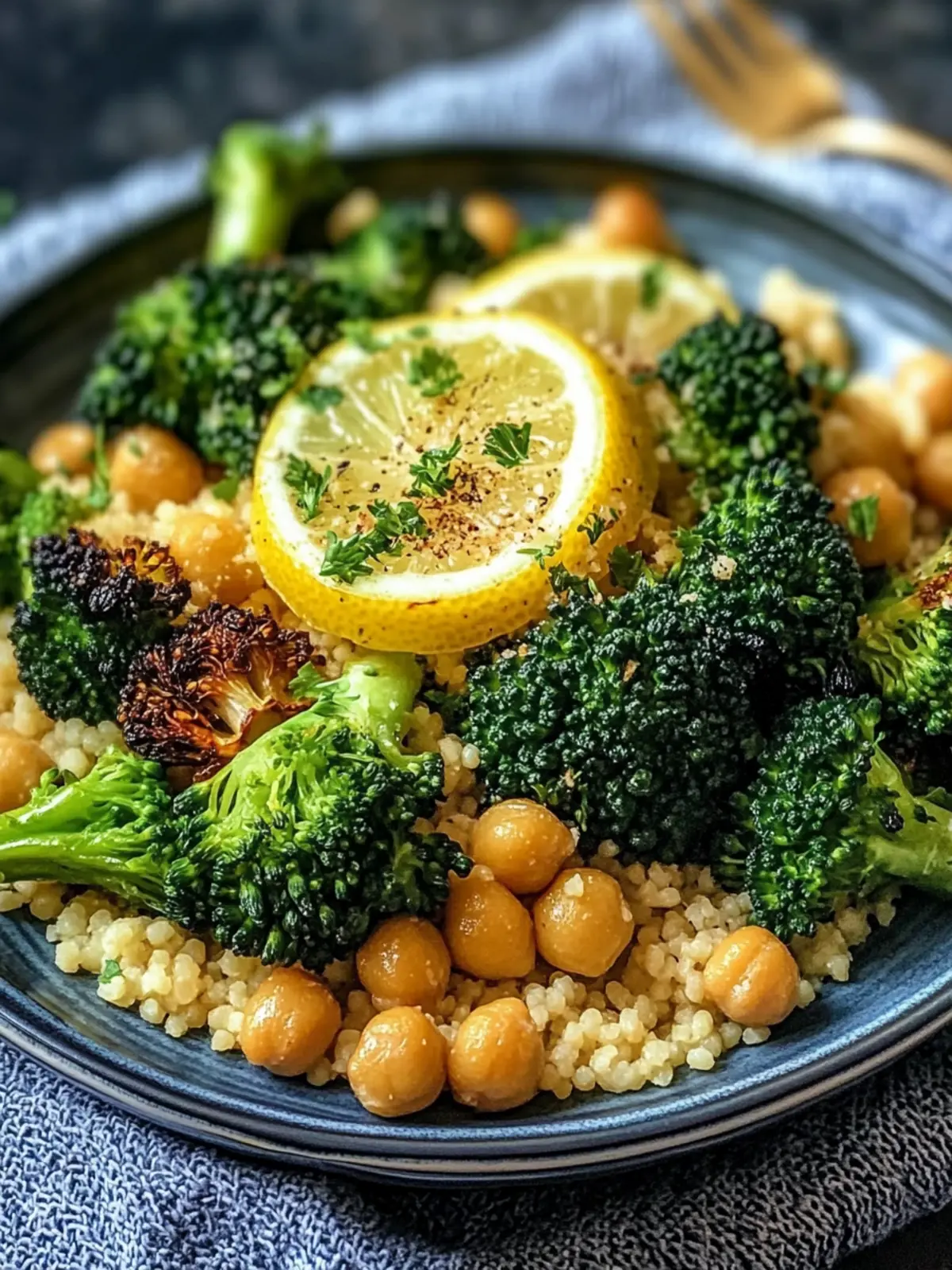 Zesty Lemon Couscous with Roasted Broccoli and Chickpeas Delight 4 Lemon Couscous with Roasted Broccoli and Chickpeas