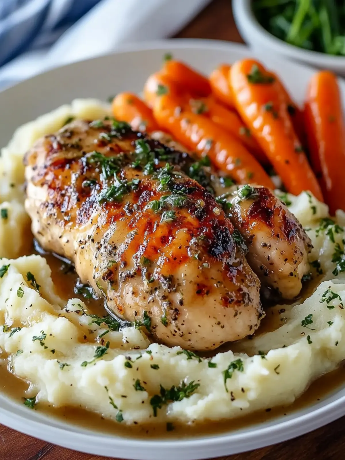 Herb Gravy Chicken with Mashed Potatoes & Glazed Carrots Bliss 4 Herb Gravy Chicken with Mashed Potatoes & Glazed Carrots