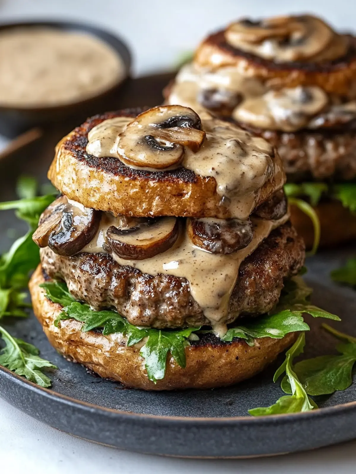 Delicious Low-Carb Burgers with Creamy Mushroom Sauce Recipe 3 Low-Carb Burgers with Creamy Mushroom Sauce