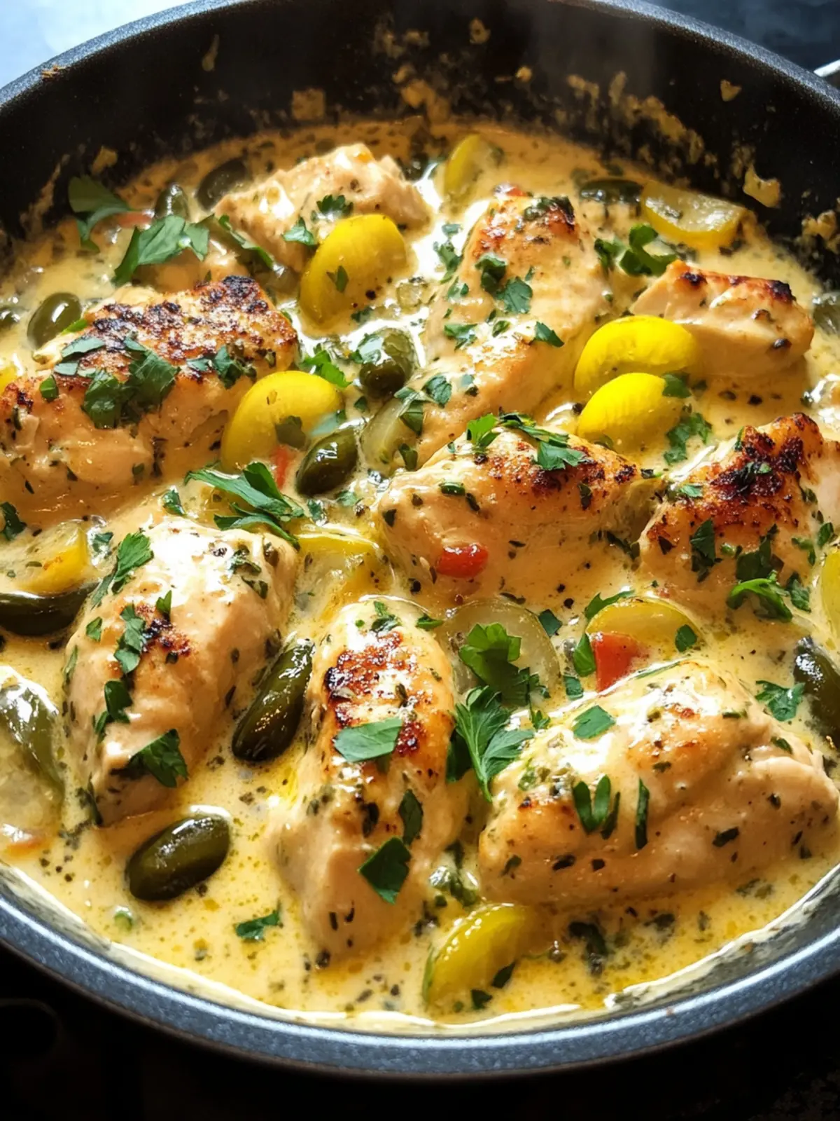 Creamy Pepperoncini Chicken Skillet Recipe for Quick Family Dinners 2 Creamy pepperoncini chicken skillet recipe