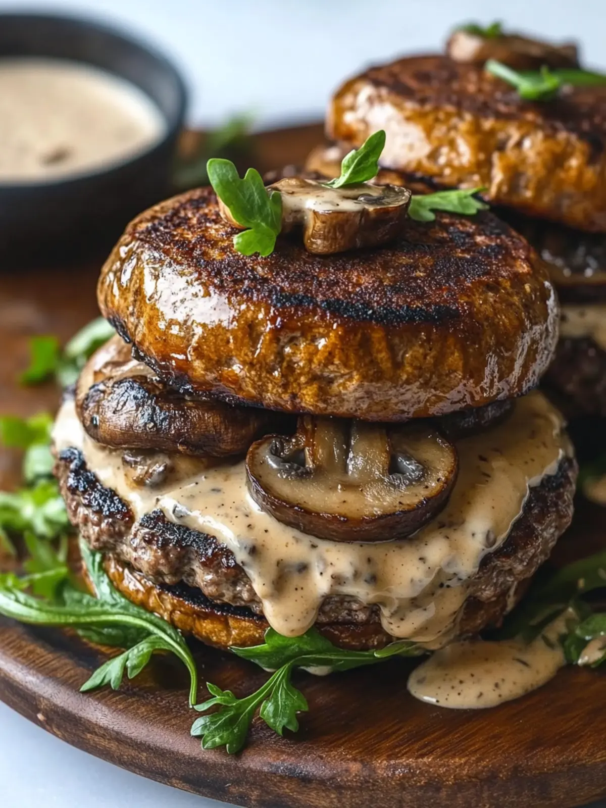 Delicious Low-Carb Burgers with Creamy Mushroom Sauce Recipe 2 Low-Carb Burgers with Creamy Mushroom Sauce