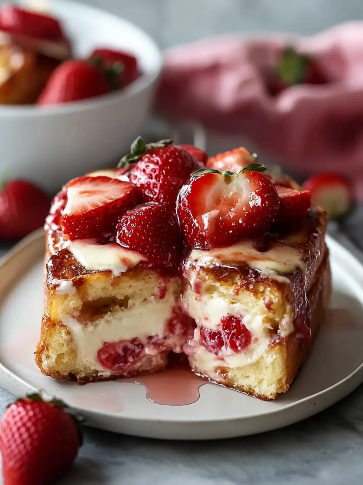 Decadent Strawberry Cheesecake French Toast Bake Awaits You 4 Mouthwatering Strawberry Cheesecake French Toast Bake