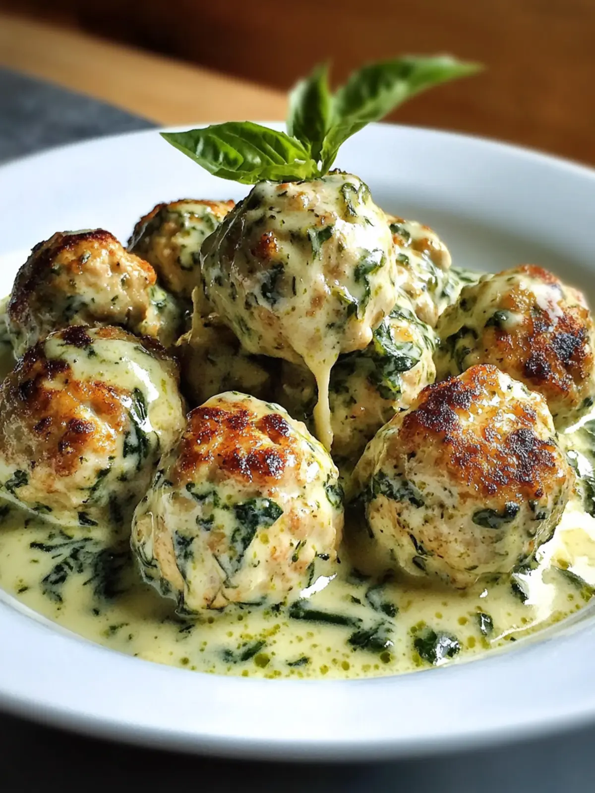 Baked Chicken Ricotta Meatballs with Spinach Alfredo Bliss 3 Baked Chicken Ricotta Meatballs with Spinach Alfredo Sauce