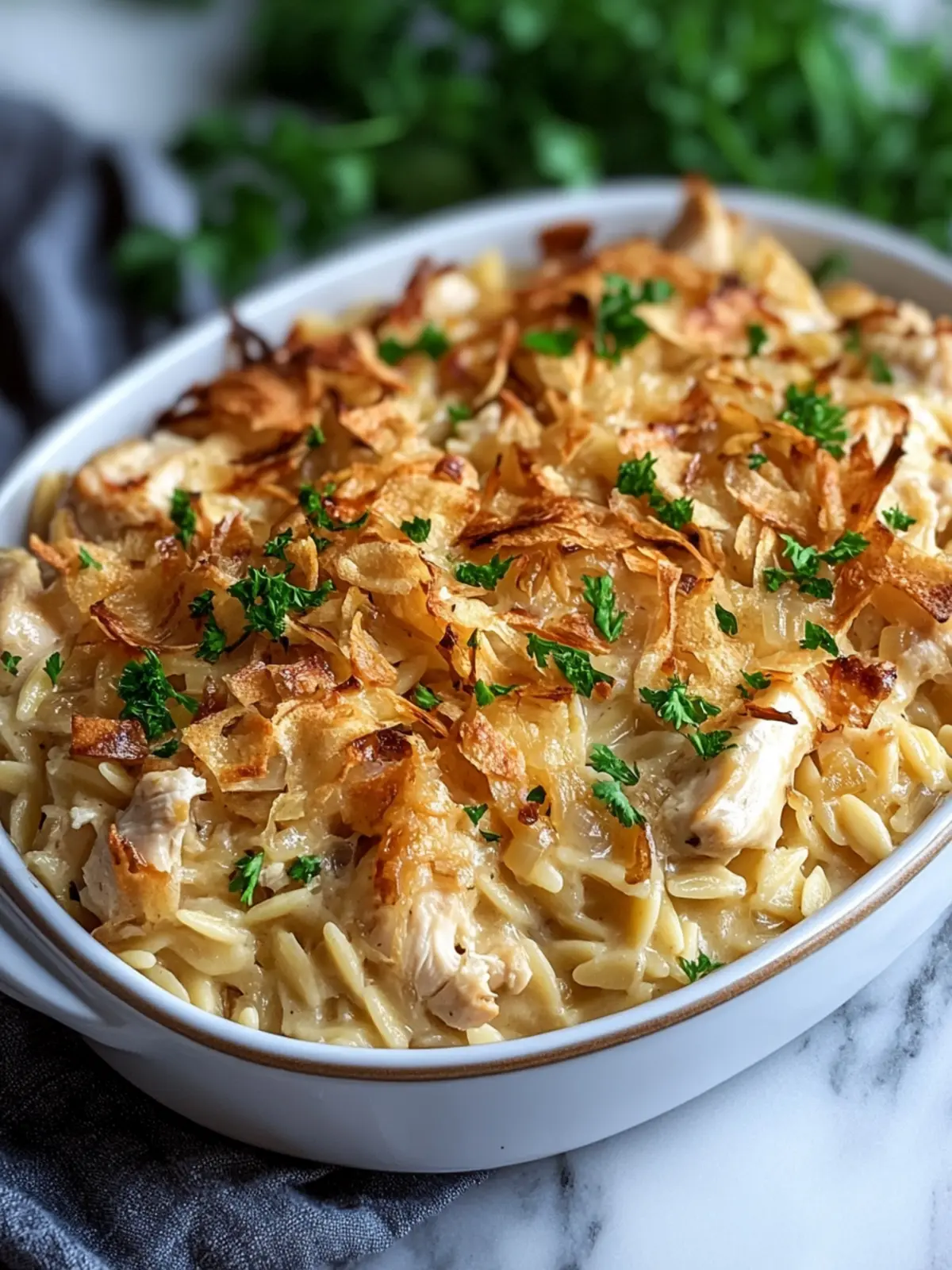 French Onion Chicken Orzo Casserole Recipe for Cozy Nights 4 French Onion Chicken Orzo Casserole Recipe