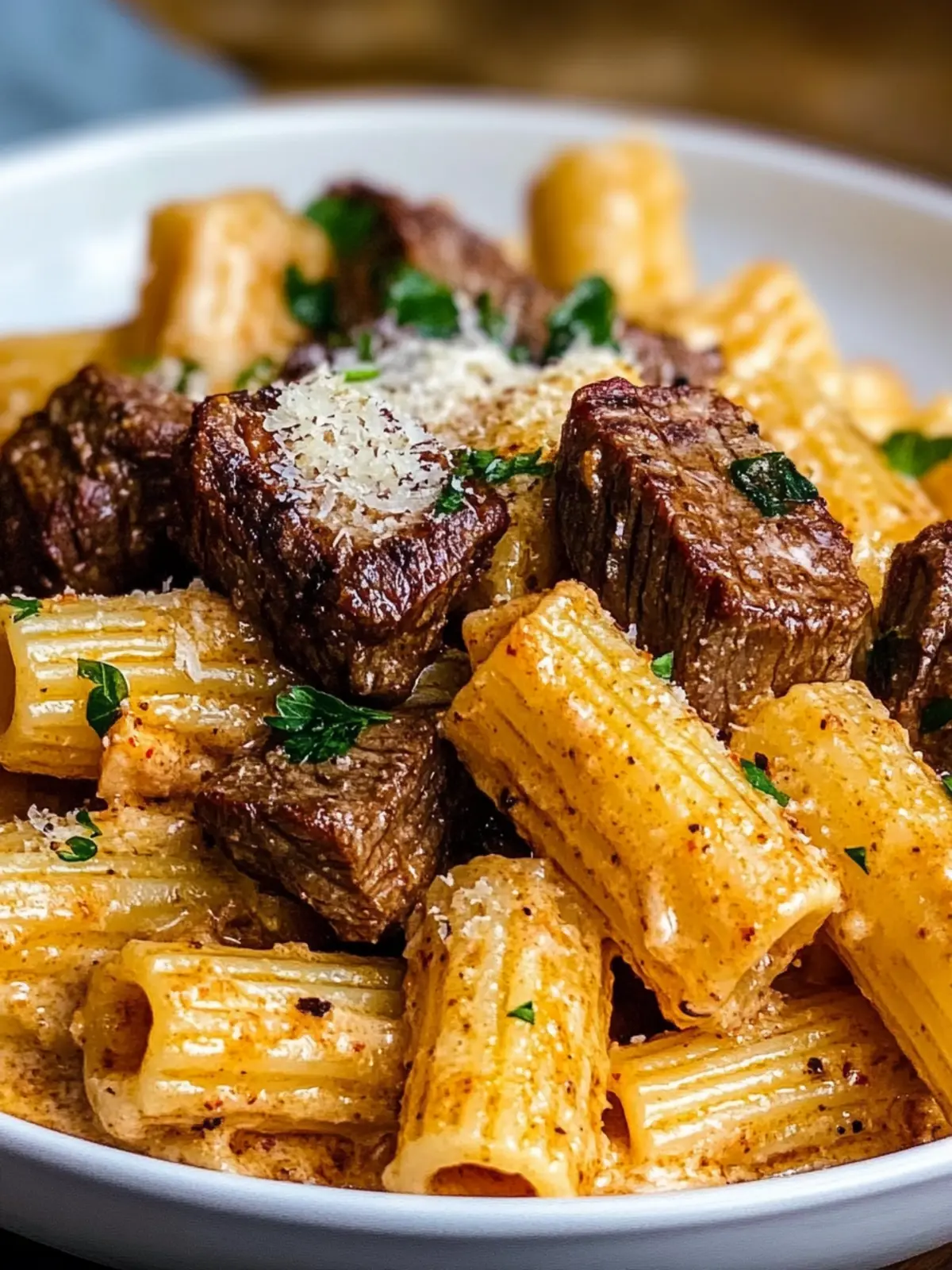 Cajun Steak Tips Rigatoni - Creamy Parmesan Beef Bliss 4 Cajun Steak Tips Rigatoni- Creamy Parmesan Beef