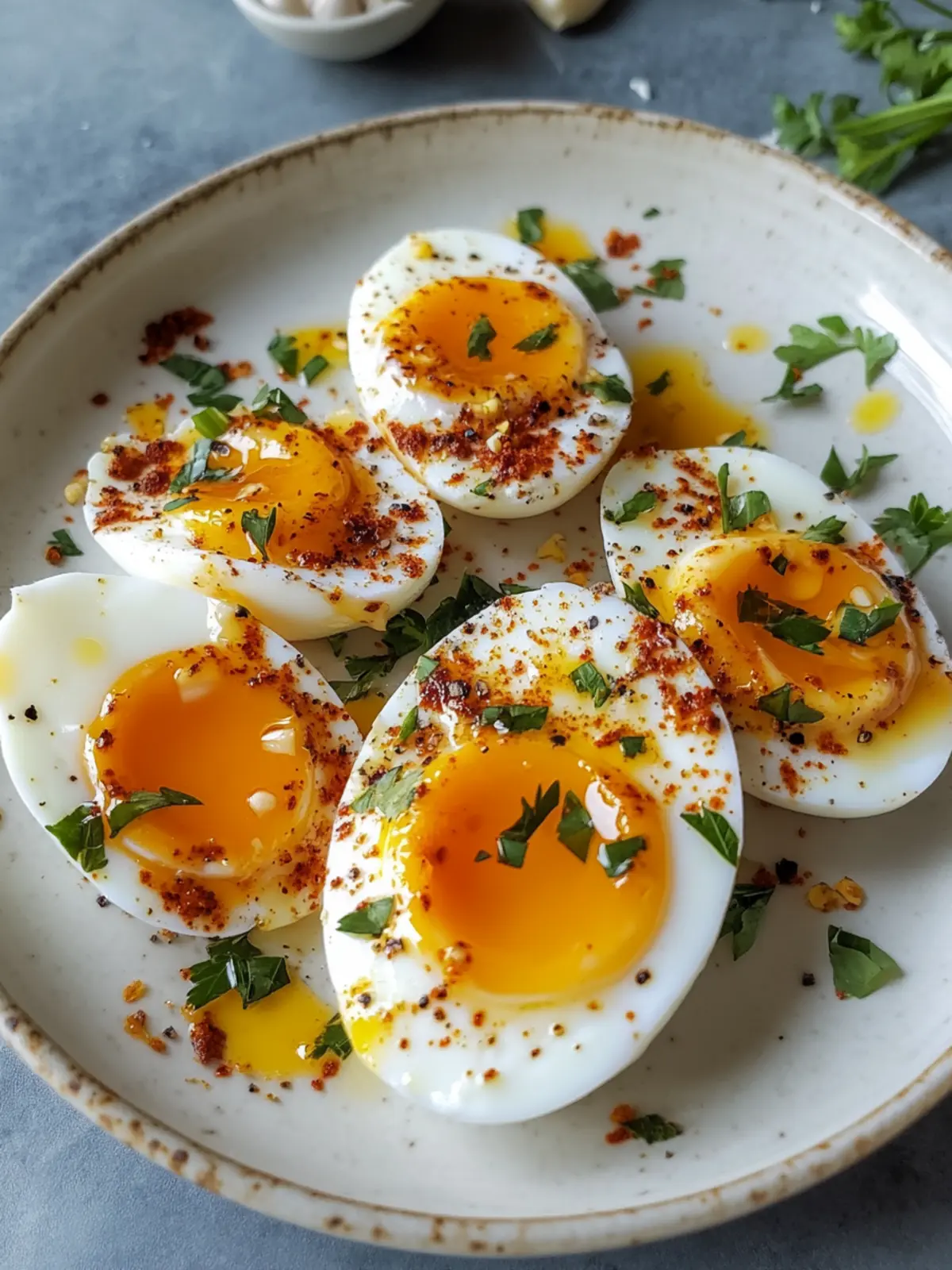 Jammy Eggs with Chili Butter and Garlic Yogurt Delight Made Easy 4 Jammy Eggs with Chili Butter and Garlic Yogurt Delight!