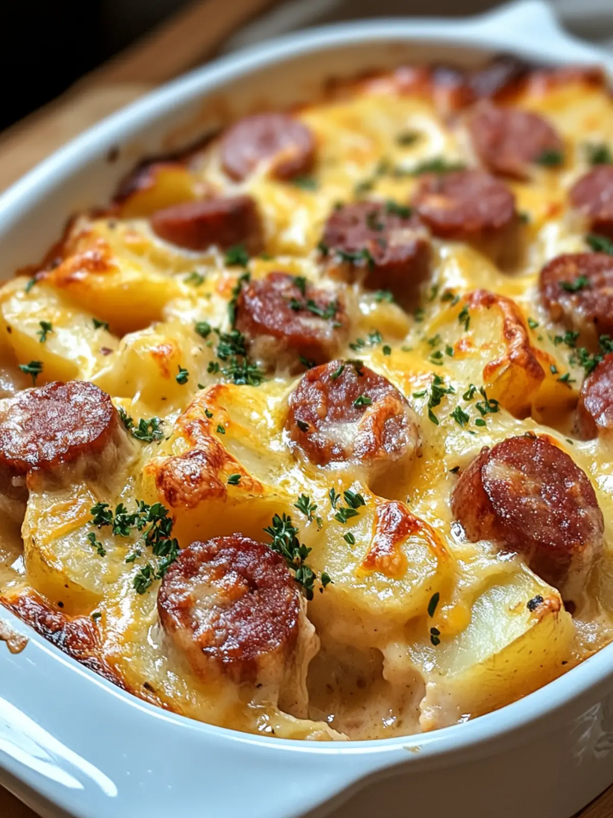 Smoked Sausage & Cheesy Potato Casserole for Cozy Nights 3 Smoked Sausage & Cheesy Potato Casserole