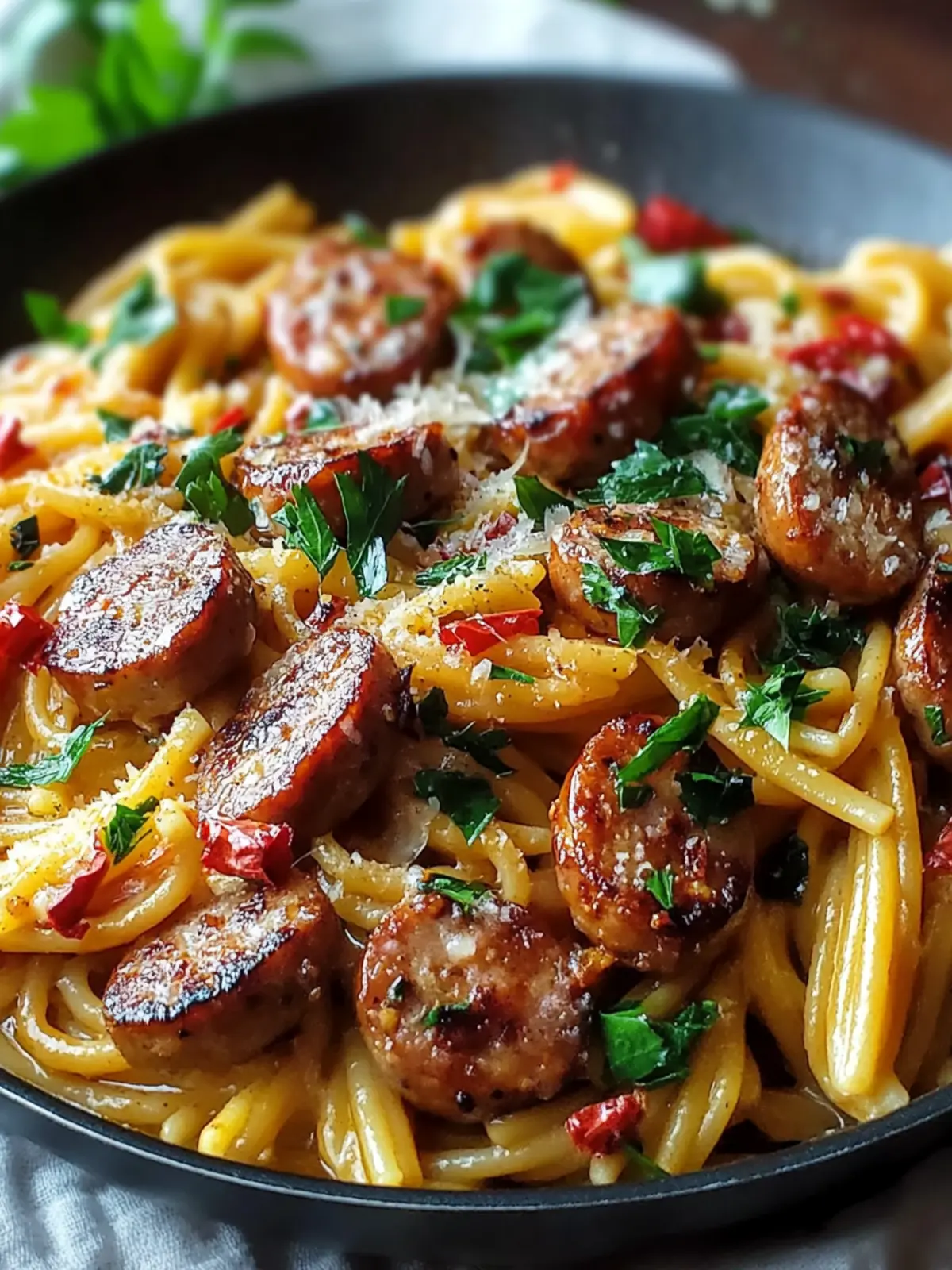 Sticky Honey Garlic Sausage Pasta Skillet in 30 Minutes 5 Sticky Honey Garlic Sausage Pasta Skillet