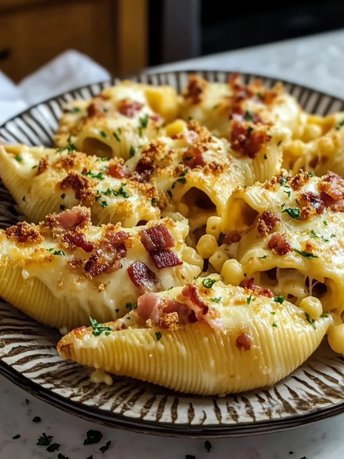 Creamy Loaded Bacon Mac and Cheese Stuffed Shells Delight! 5 Creamy Loaded Bacon Mac and Cheese Stuffed Shells Delight!
